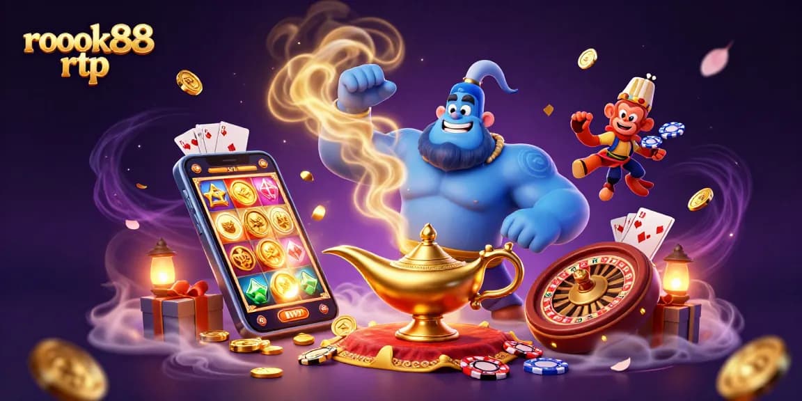 Experience the magic of rokok88 rtp with a vibrant 3D casino scene filled with engaging game elements.