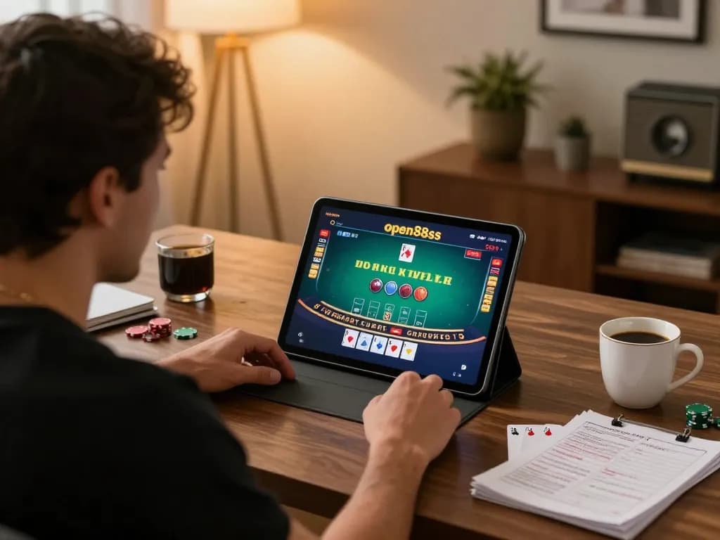 Engaging scene at open88ss where a gamer participates in live dealer games from home, highlighting user-friendly interface