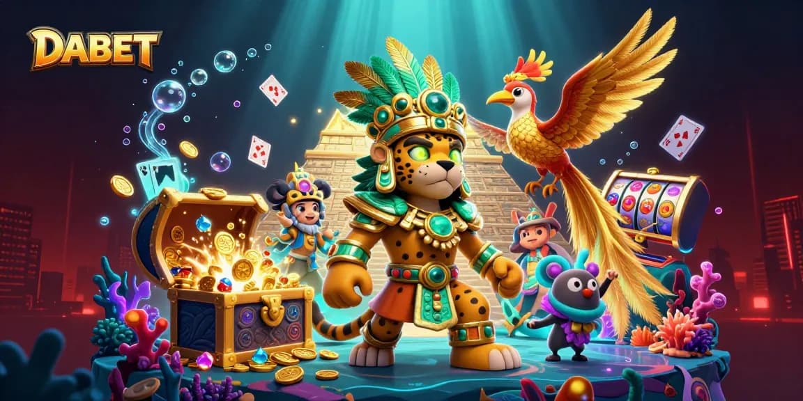 DABET offers an exciting casino atmosphere with vibrant characters and dynamic slot elements.