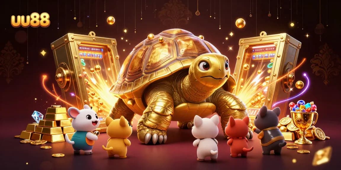 Play exciting games at uu88 with golden tortoise and treasures illuminating the casino