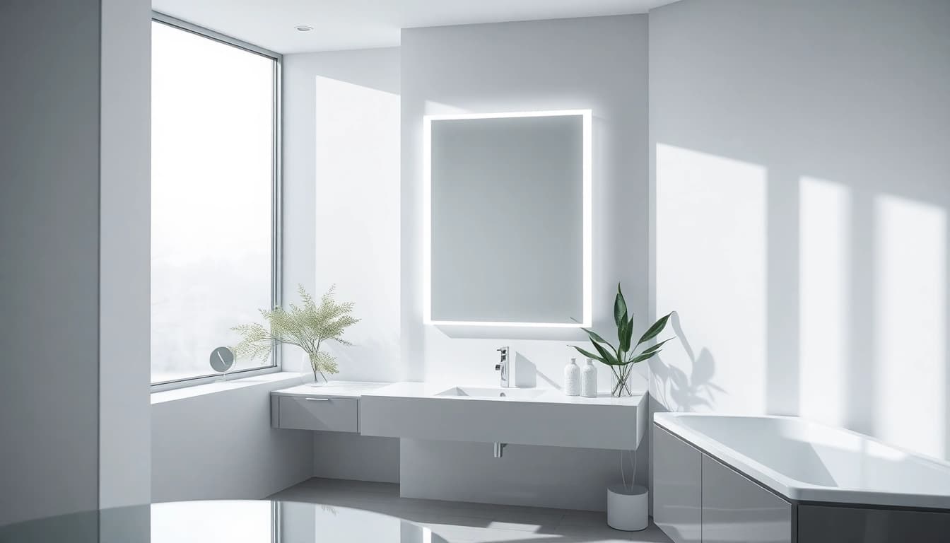 Illuminate your space with an elegant led mirror, showcasing a sleek and stylish design.