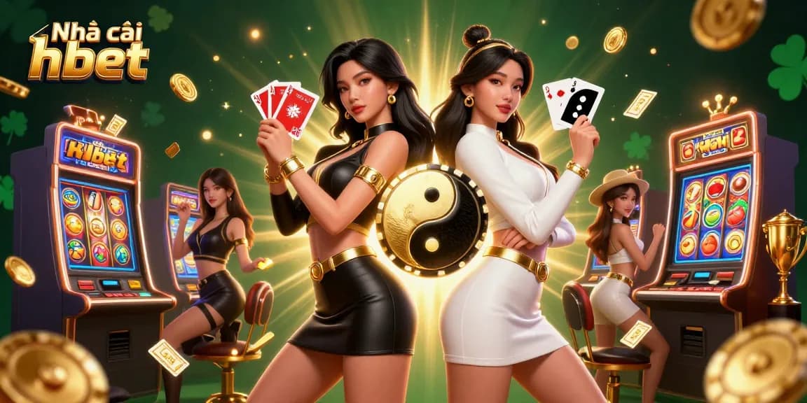 Experience the thrill of Nhà cái hbet with dynamic slot games, photorealistic twin characters, and golden casino elements.