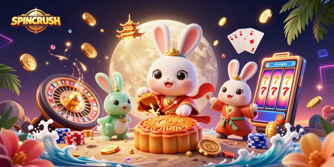 Experience SPINCRUSH with dynamic golden coins and vibrant game elements, refining your gaming strategy.