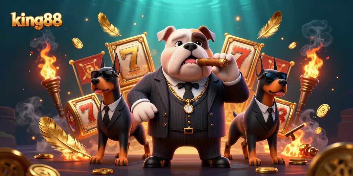 Engage with king88 in a vibrant casino scene featuring animated characters and dynamic slot game elements.