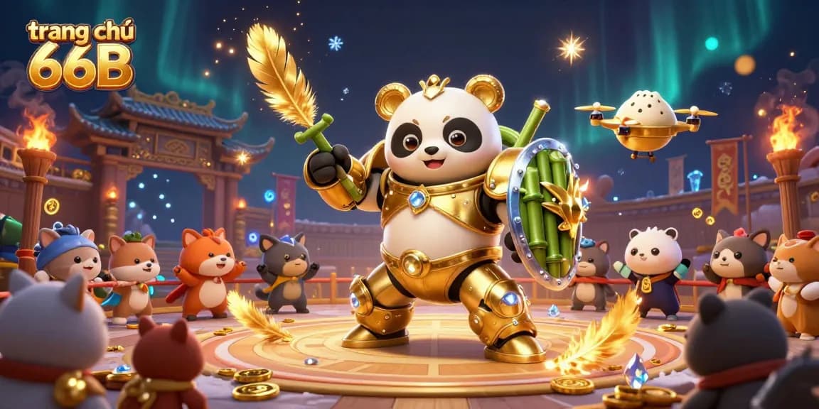 Experience the thrill of gaming at trang chủ 66B with an exciting mech-suit duel in a vibrant arena.