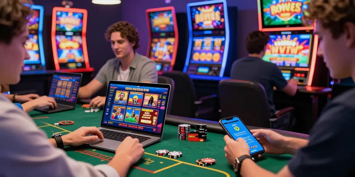 Engaging online gaming scene at credit card casinos showcasing players on digital devices with secure payment methods at https://being-there.org.uk/.