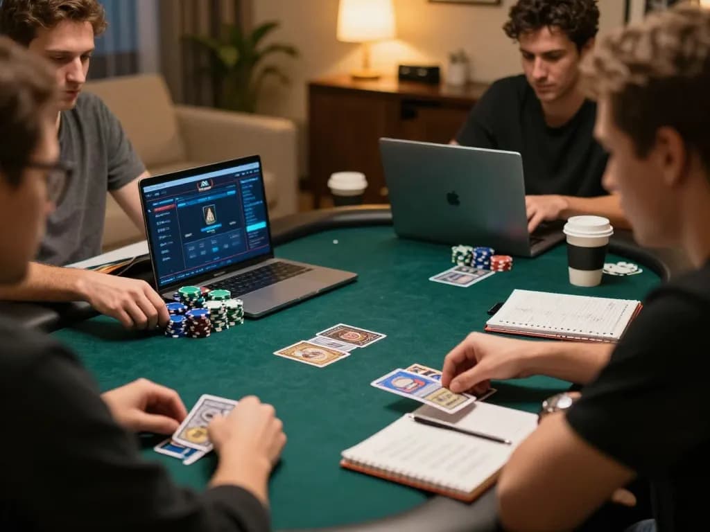 Competitive poker gameplay at HITCLUB with players strategizing their next moves and chips on the table