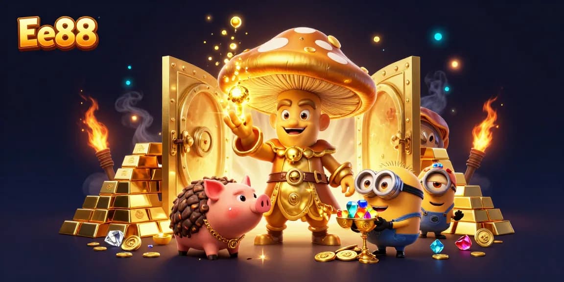 Experience the excitement of Ee88 with a magical scene of treasures and mystical characters elevating your gaming adventure.