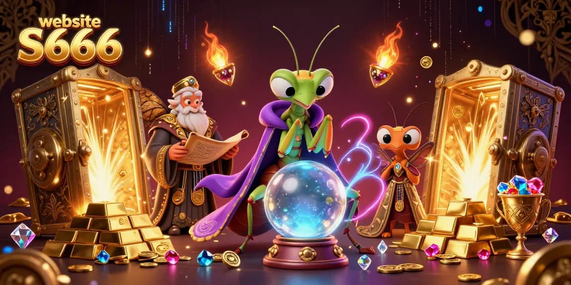 Experience the excitement of winning with website S666's vibrant casino illustration showcasing treasure and fortune.