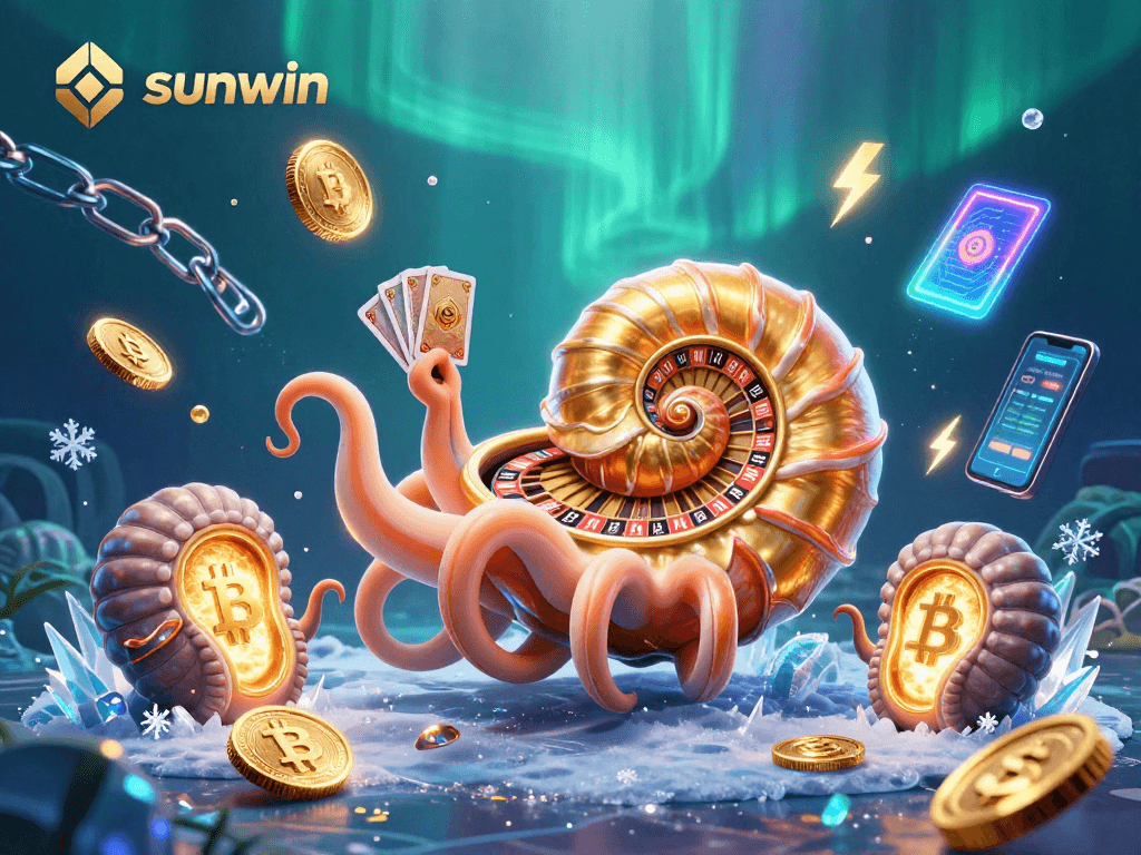 Winning strategies at sunwin unite fantasy and casino elements in a vibrant 3D underwater scene.