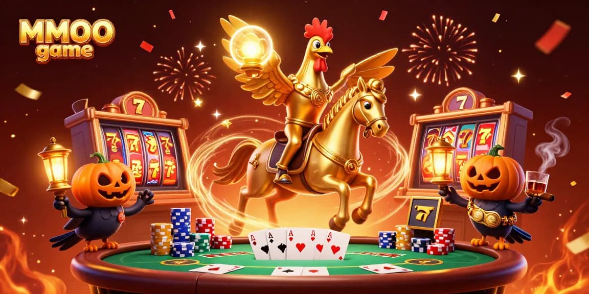 Experience the thrill of MMOO game with vibrant casino elements in a stunning 3D illustration.