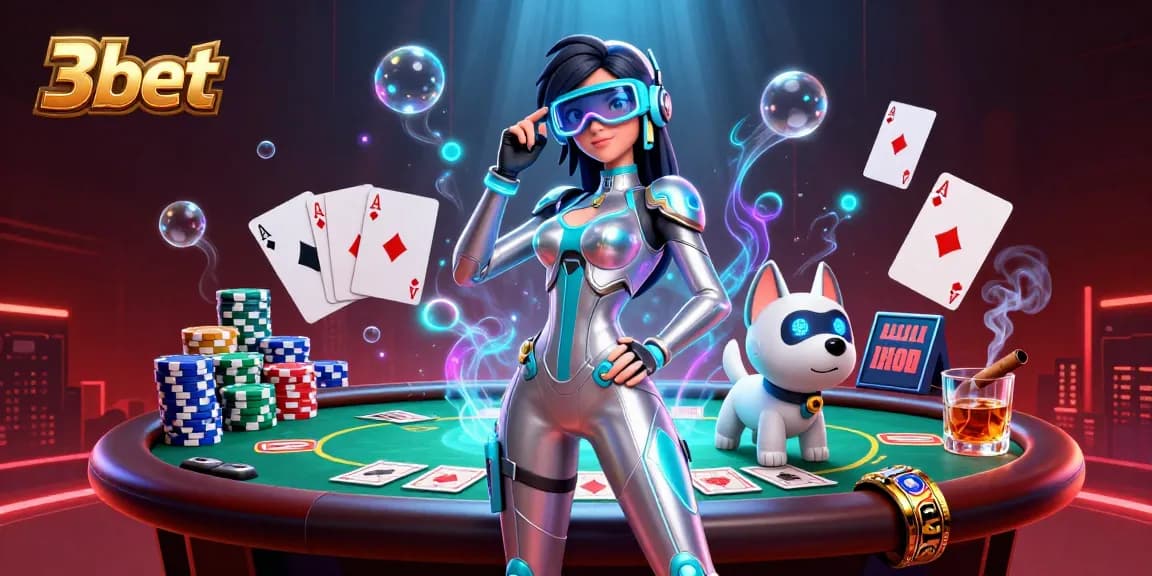 Experience the thrilling world of 3bet with this vibrant 3D casino illustration showcasing gaming excitement and dynamic interactions.