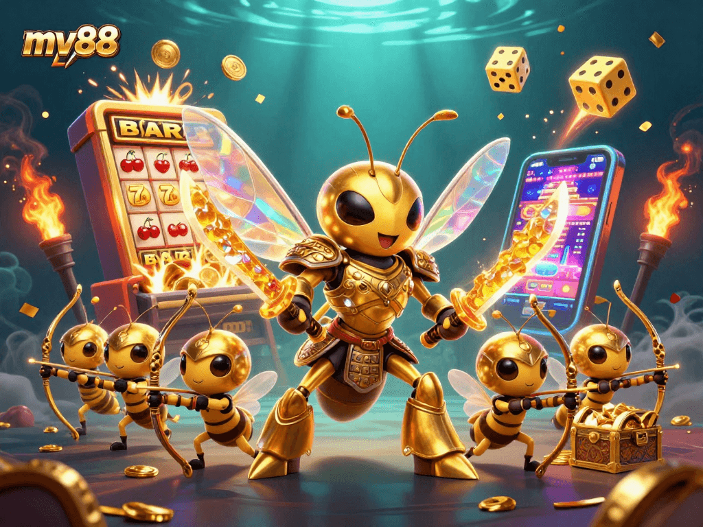 Win big at mv88 with 3D characters engaged in an exciting casino adventure amidst jackpots and bonuses.