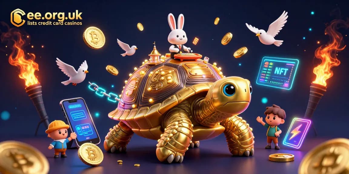 Join the excitement at cee.org.uk lists credit card casinos with 3D cartoon visuals showcasing vibrant gambling elements.