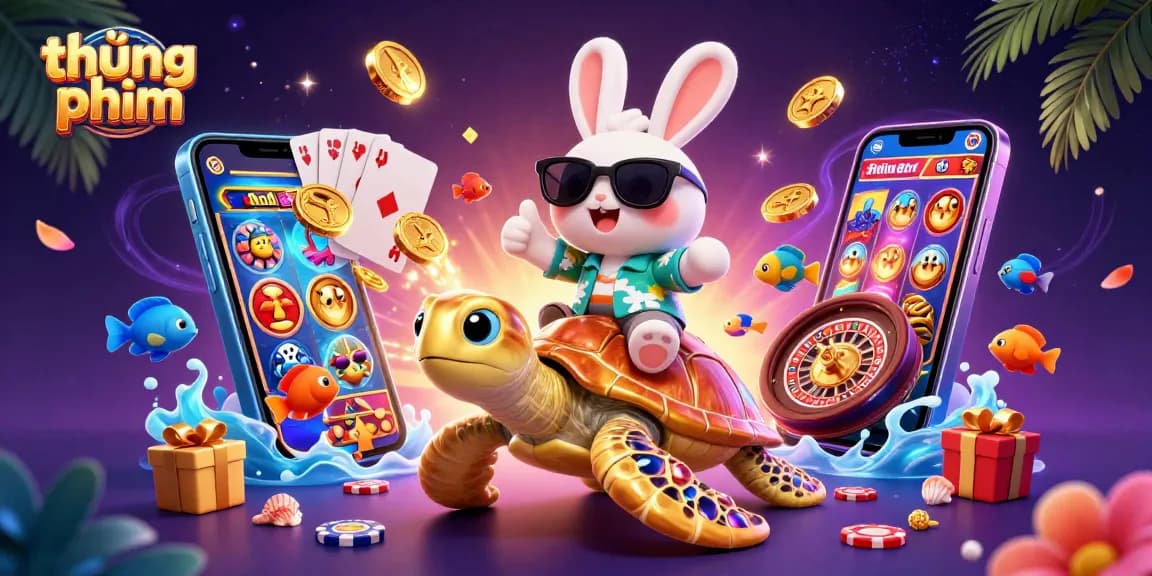 Play thúng phim and win big with this vibrant casino-themed 3D illustration.