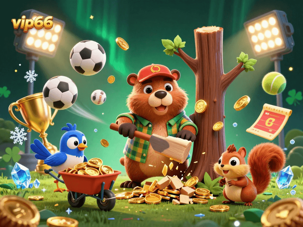 Join the excitement of vip66 with vibrant characters and dynamic sports elements in this engaging illustration.