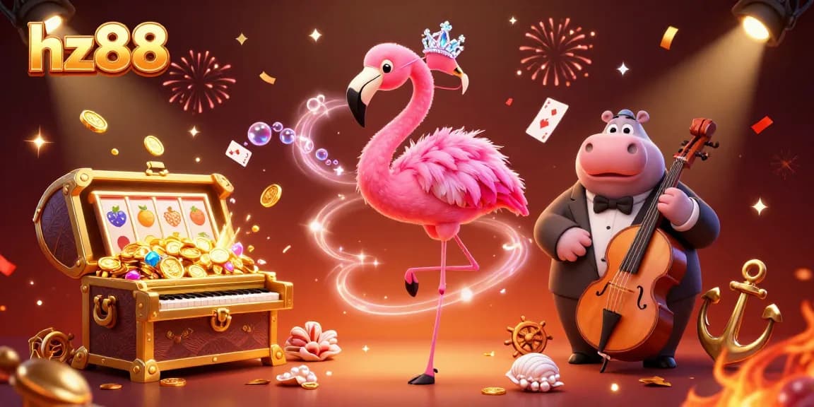 Experience fiery casino vibes with the vibrant hz88 lounge singer flamingo scene filled with treasures.