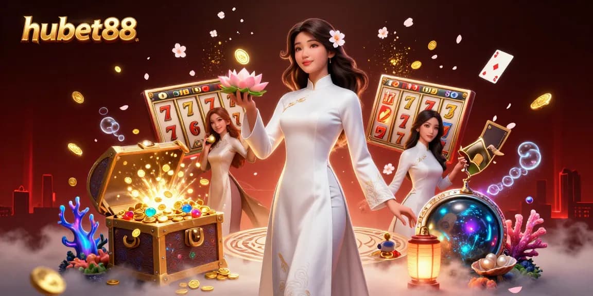Win big with hubet88's immersive gambling experience highlighted in vibrant illustration.