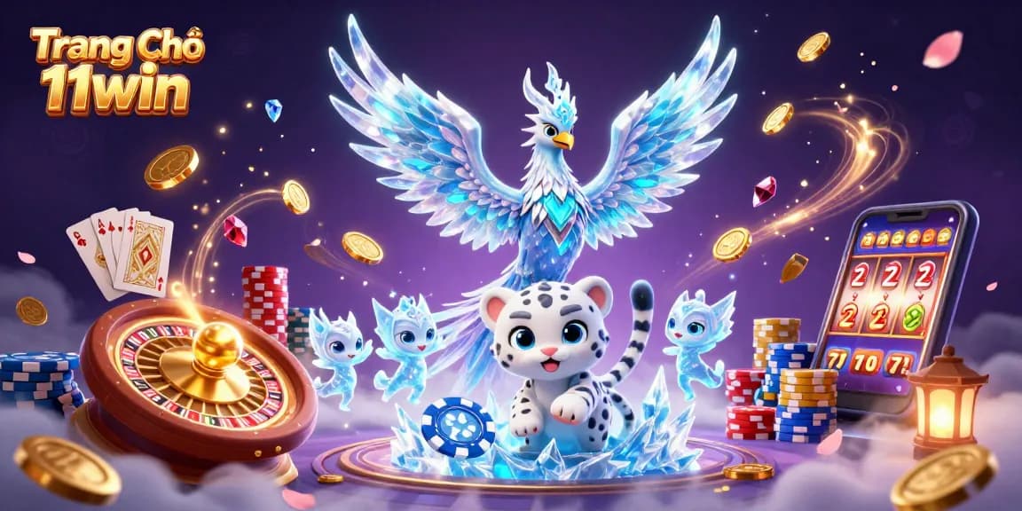 Engage with the thrilling world of Trang Chủ 11win featuring a dazzling phoenix and lively casino elements