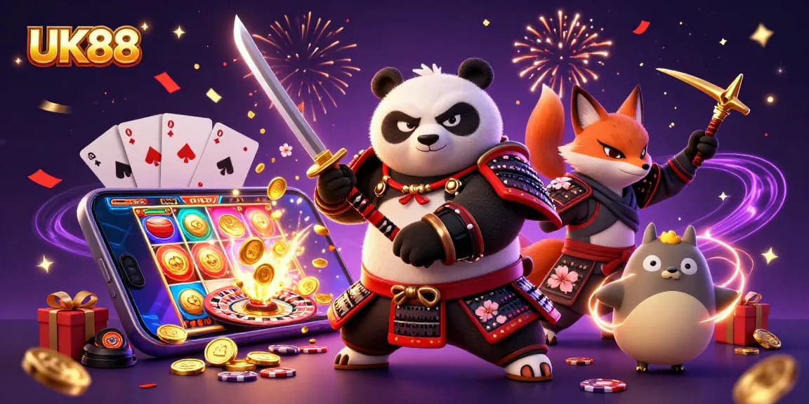 Experience thrilling gameplay with UK88, featuring vibrant slot visuals and captivating characters.