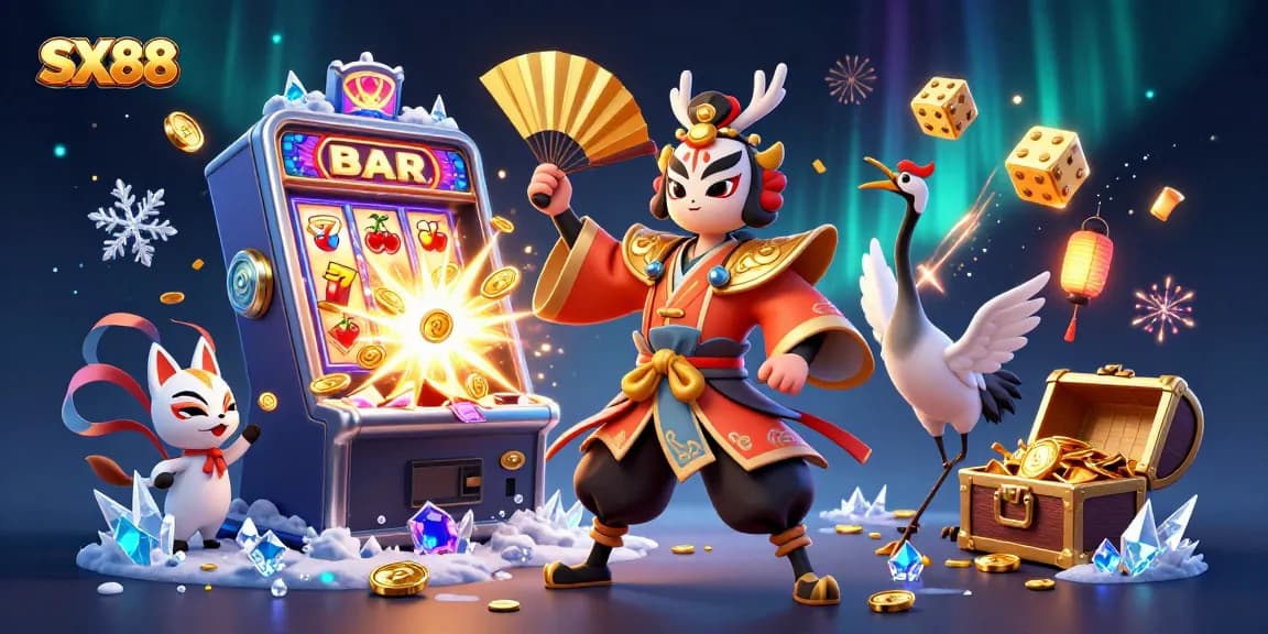 SX88 immersive gaming experience with vibrant characters, jackpots, and casino action.