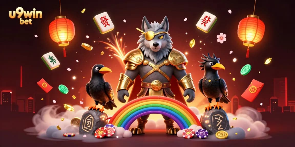 Experience thrilling u9win bet action with a mystical Norse scene filled with casino elements.