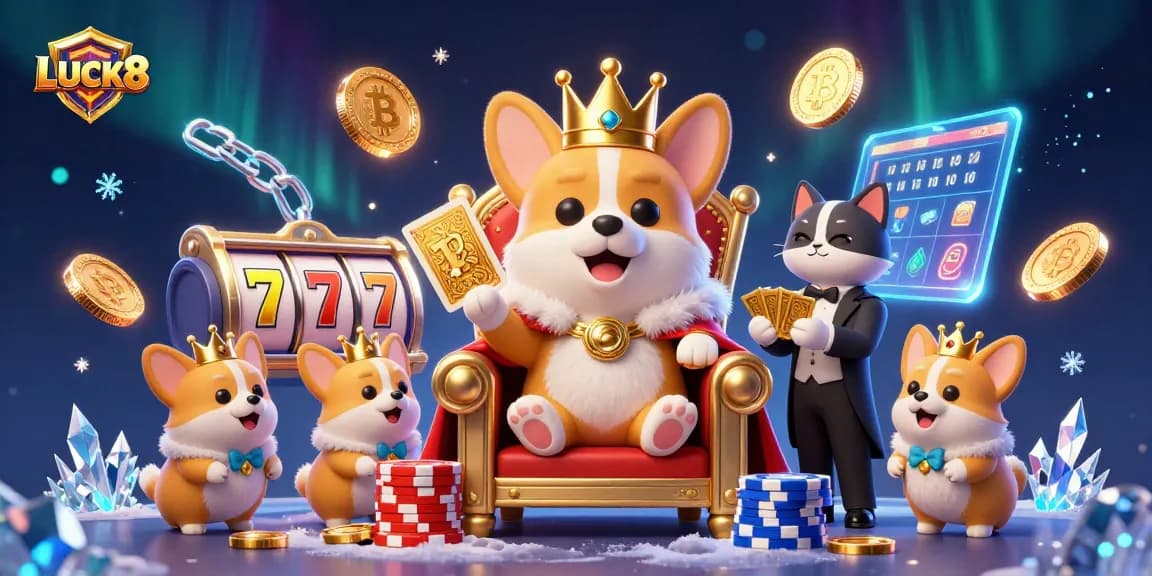 LUCK8 enhances your gaming experience with a vibrant casino atmosphere filled with animated characters and slot elements.