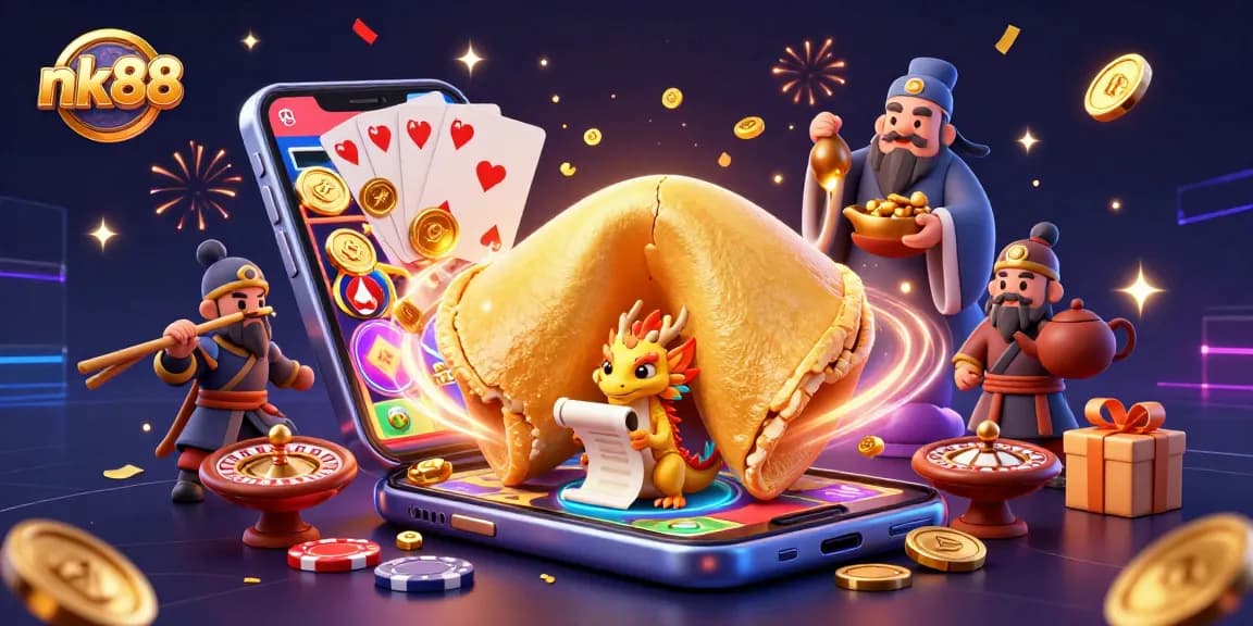 Engage with nk88's exciting slot gaming scene featuring vibrant characters, golden coins, and dynamic gameplay.
