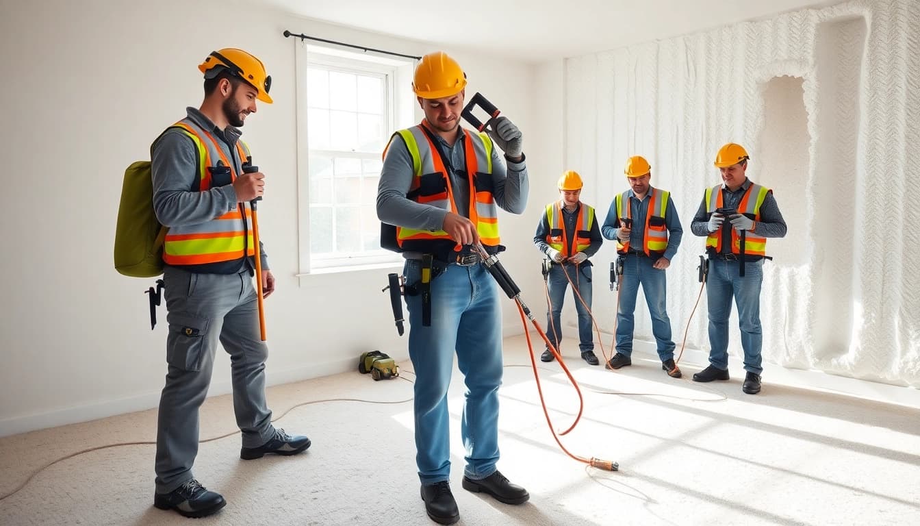 Efficient spray foam removal London service, showcasing a professional team at work.
