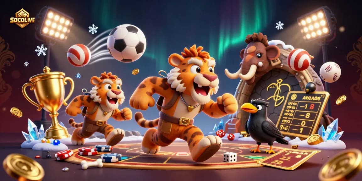 SOCOLIVE showcases a thrilling prehistoric casino experience with dynamic sports betting elements.