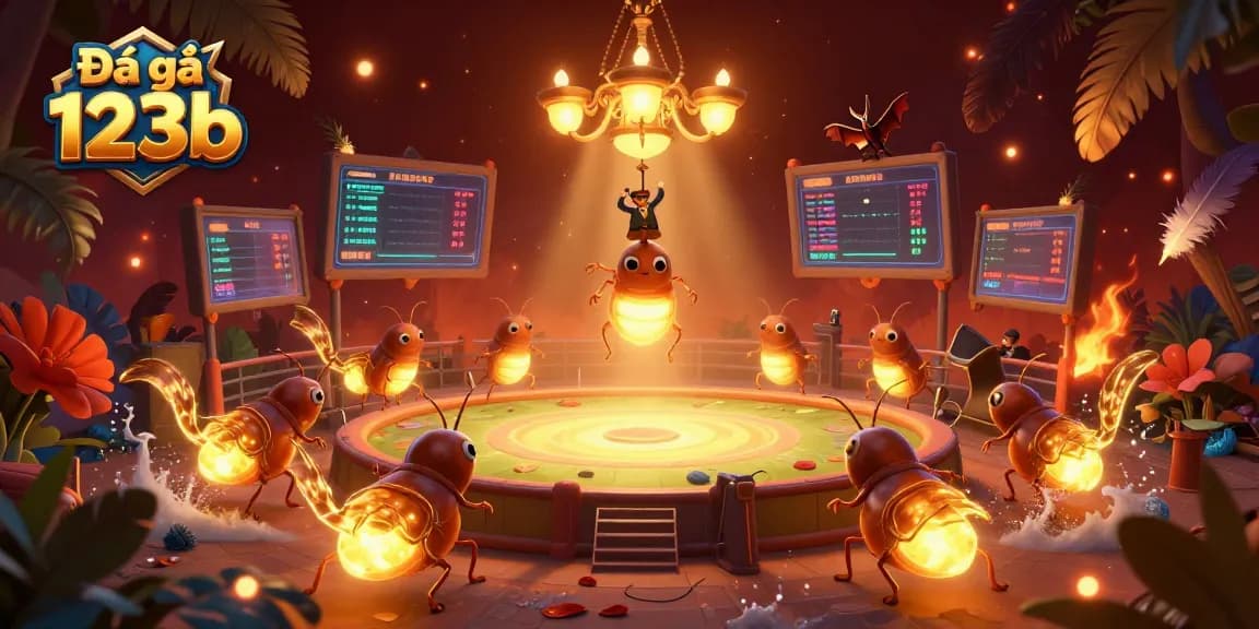 Experience the thrill of Đá gà 123b with vibrant cockfighting action and dynamic arena elements.