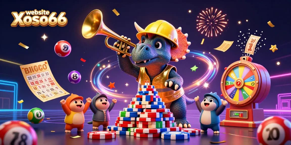Engage with the exciting lottery action at website Xoso66 in this vibrant celebration illustration.