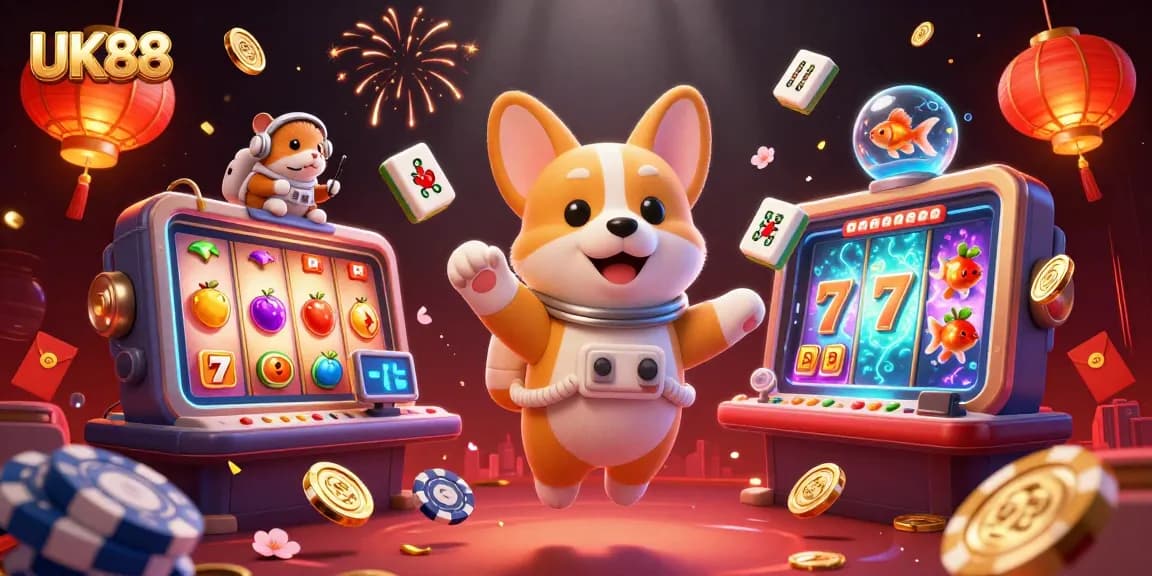 Win big with UK88 at this lively casino scene featuring floating games and enchanting visuals.
