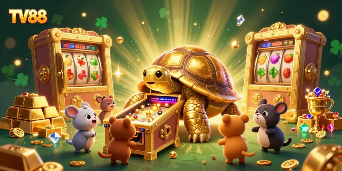 Watch exciting small animals play pinball on a colossal tortoise at TV88's casino!