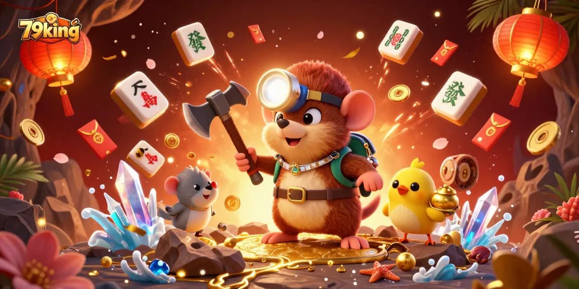 Experience thrilling wins at 79king with a vibrant illustration featuring jackpot games and lucky symbols.