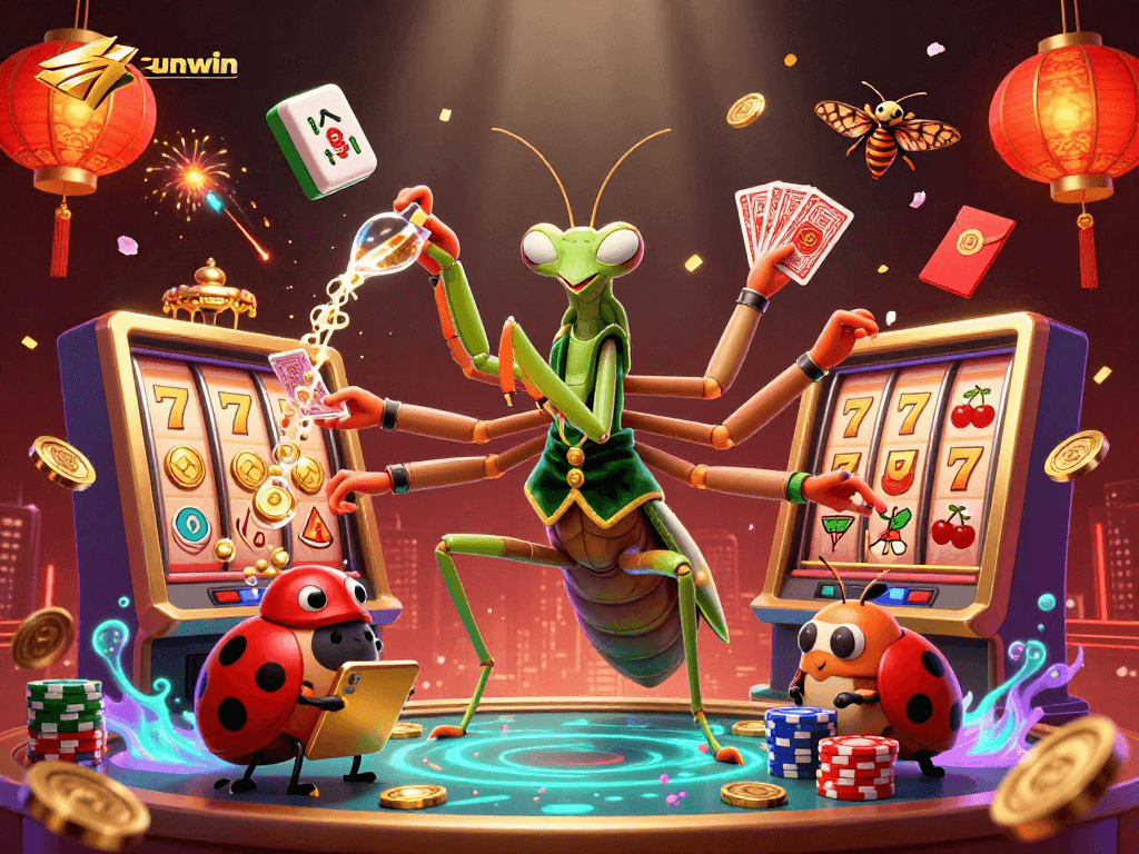 Experience winning moments at sunwin with a vibrant casino scene featuring colorful slot machines and animated characters.