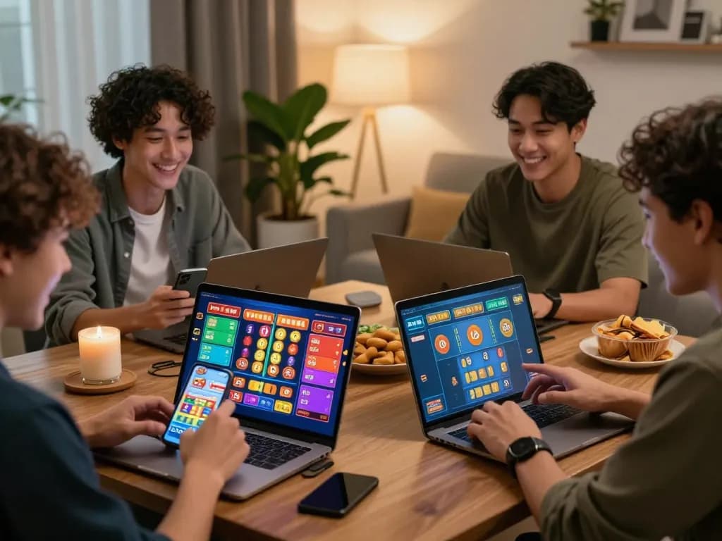 Lô đề hôm nay online gaming scene with players enjoying their experience in a cozy home environment.