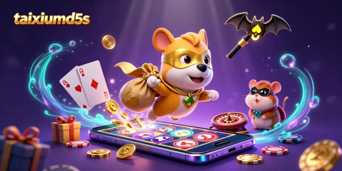 Experience thrilling gaming with taixiumd5s as our superhero dog flies to win gold coins amidst colorful casino elements.