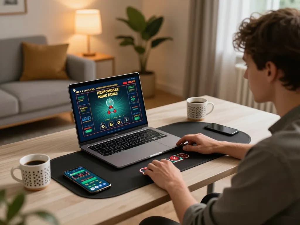 Engaging in xibet online gambling from a stylish home setup, showcasing live dealer games.