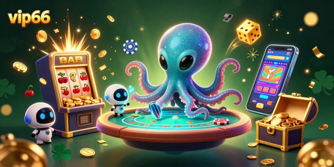 Engage with vip66's thrilling casino experience through an exhilarating alien-themed gaming illustration.