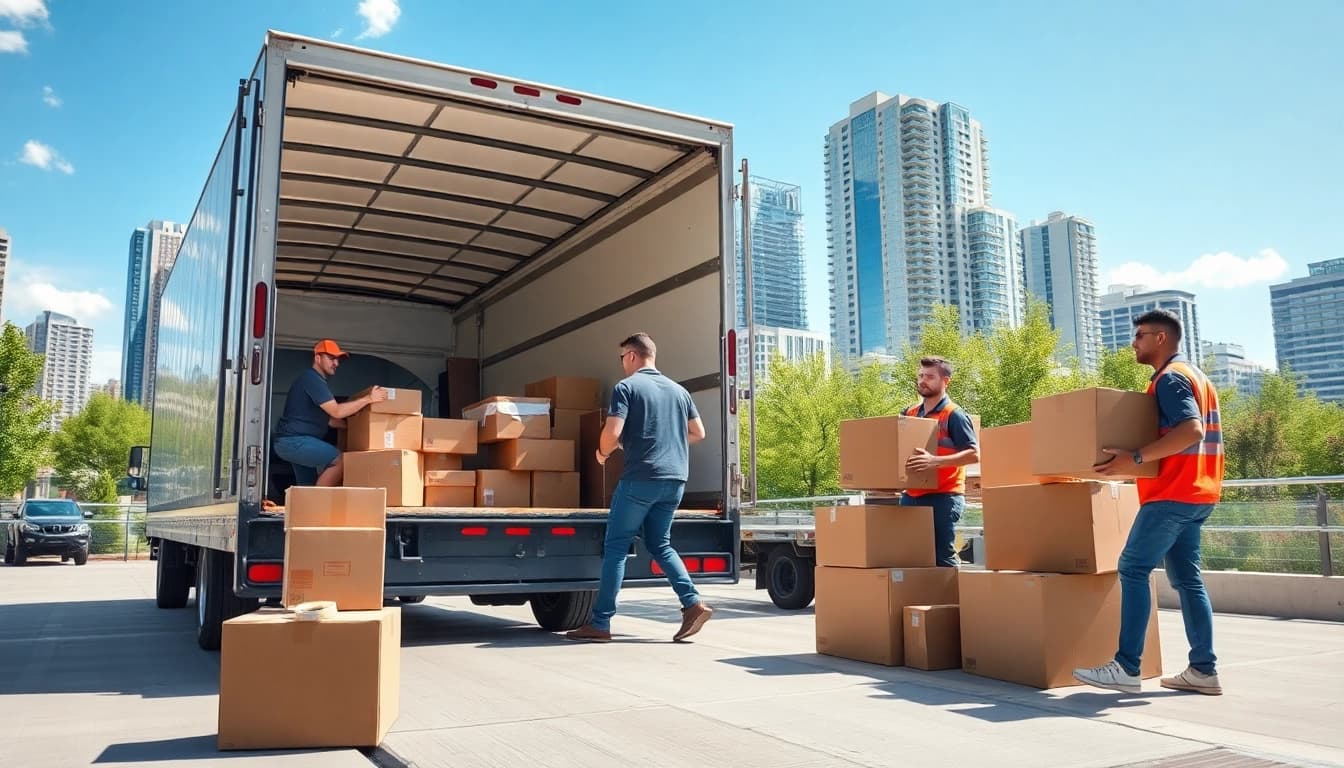 Long distance movers Calgary team facilitating a smooth relocation in a vibrant urban setting.