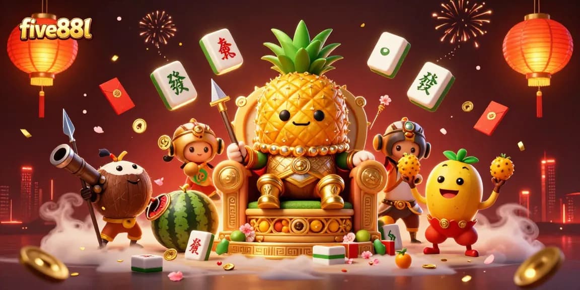 Experience thrilling wins at five88l with 3D illustrated characters in an engaging casino scene.