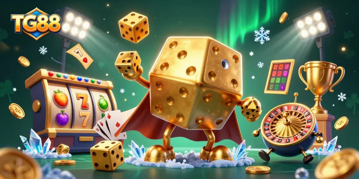 Engage in thrilling slots at TG88 with golden dice golem and dynamic casino elements.