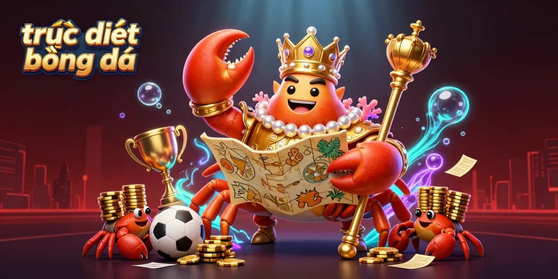 Watch trực tiếp bóng đá as the golden crab emperor leads a vibrant sports betting extravaganza full of energetic games and bright colors.