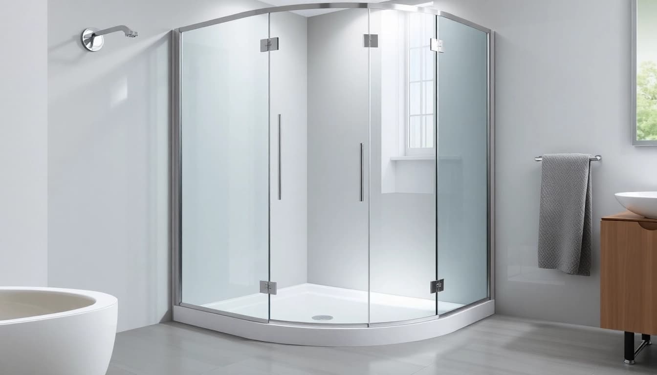 Moderne duschkabine 80x80 in einer eleganten Badezimmerumgebung mit glatten Oberflächen.