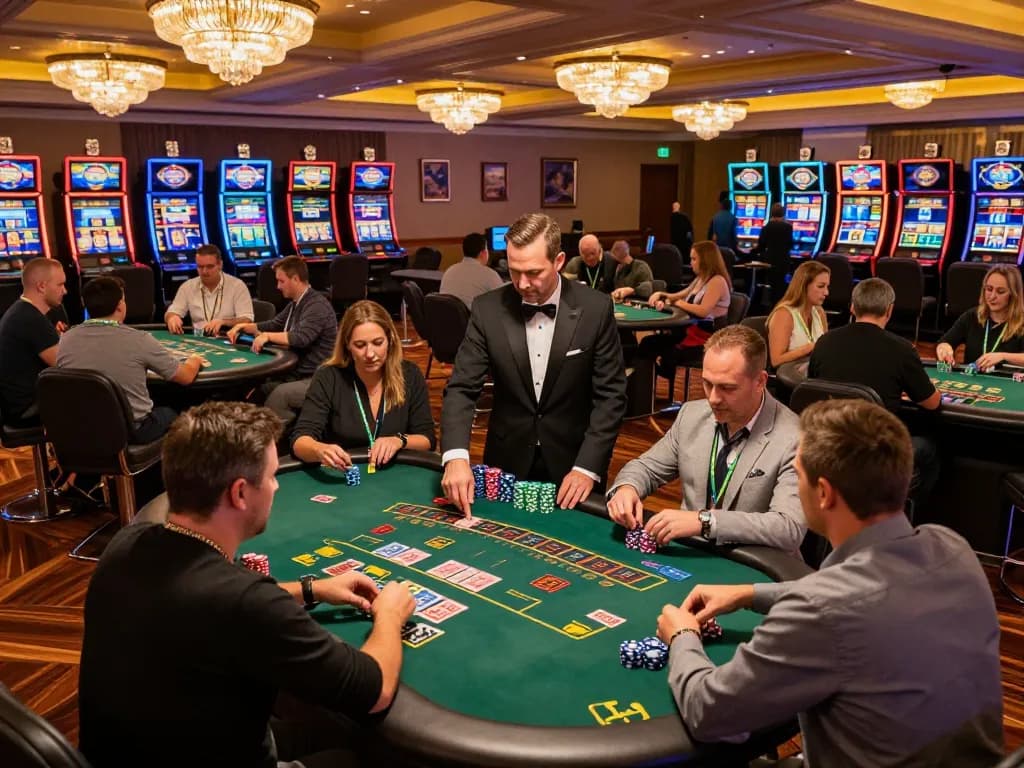Players enjoying an exciting blackjack game at the SC88 casino floor under warm lighting.