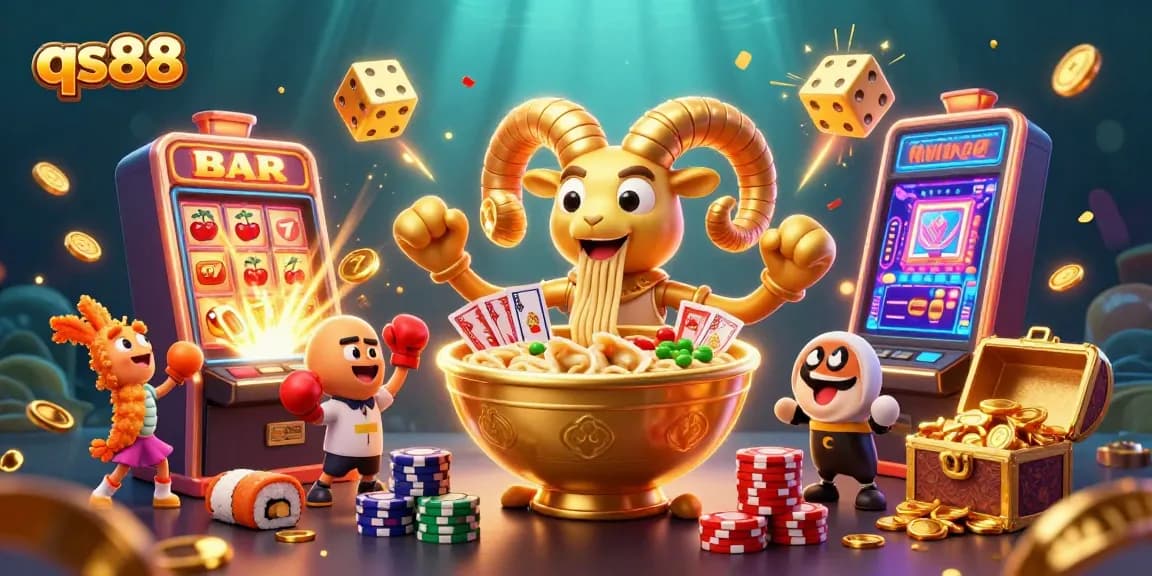 qs88 engages players with vibrant 3D casino elements, showcasing excitement and dynamic action.