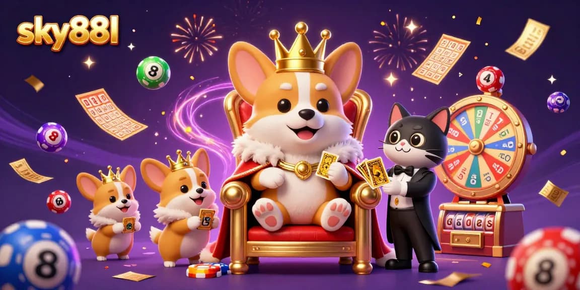 Engage with sky88l's thrilling casino experience through vibrant illustrated gaming elements.