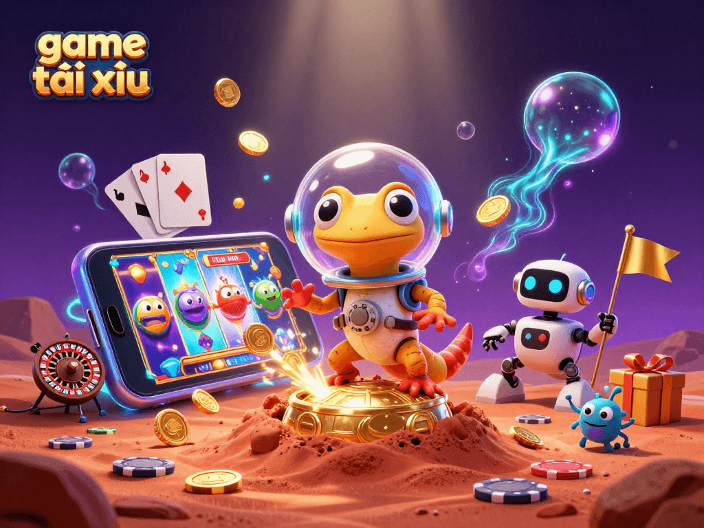 Experience the thrill of game tài xỉu as a Martian gecko uncovers a golden casino buried in Martian sands.