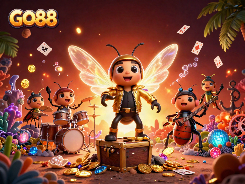 Play GO88 like a pro with vibrant casino elements in this dynamic 3D illustration.